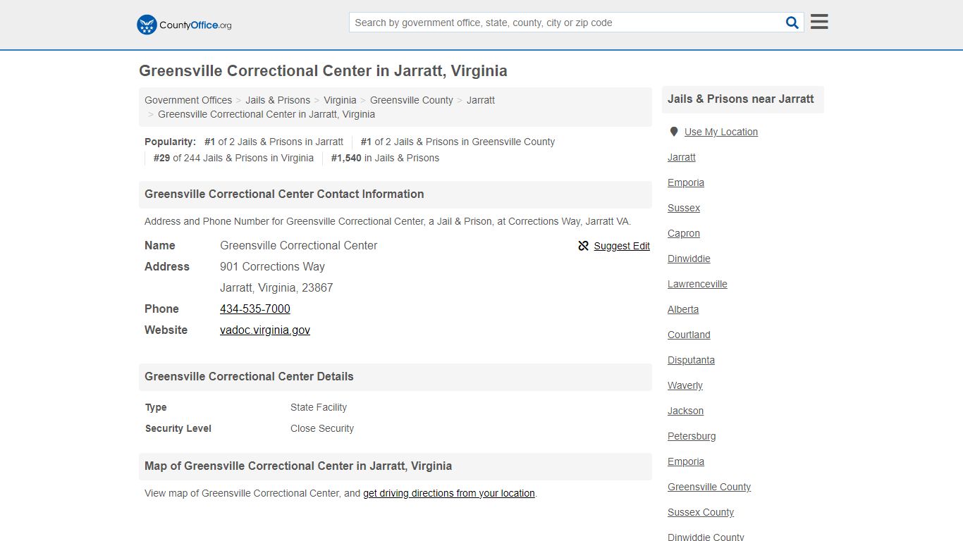 Greensville Correctional Center - Jarratt, VA (Address and Phone)